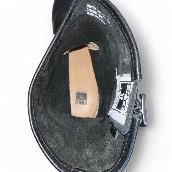 Frye Engineer Pull-on Mid-Calf Leather Boots Black 3497501 Youth 4 Women's 6 - Picture 10 of 11